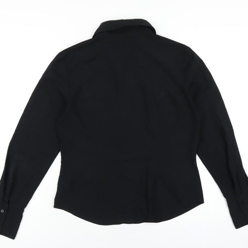 NEXT Womens Black Polyester Basic Button-Up Size 14 Collared