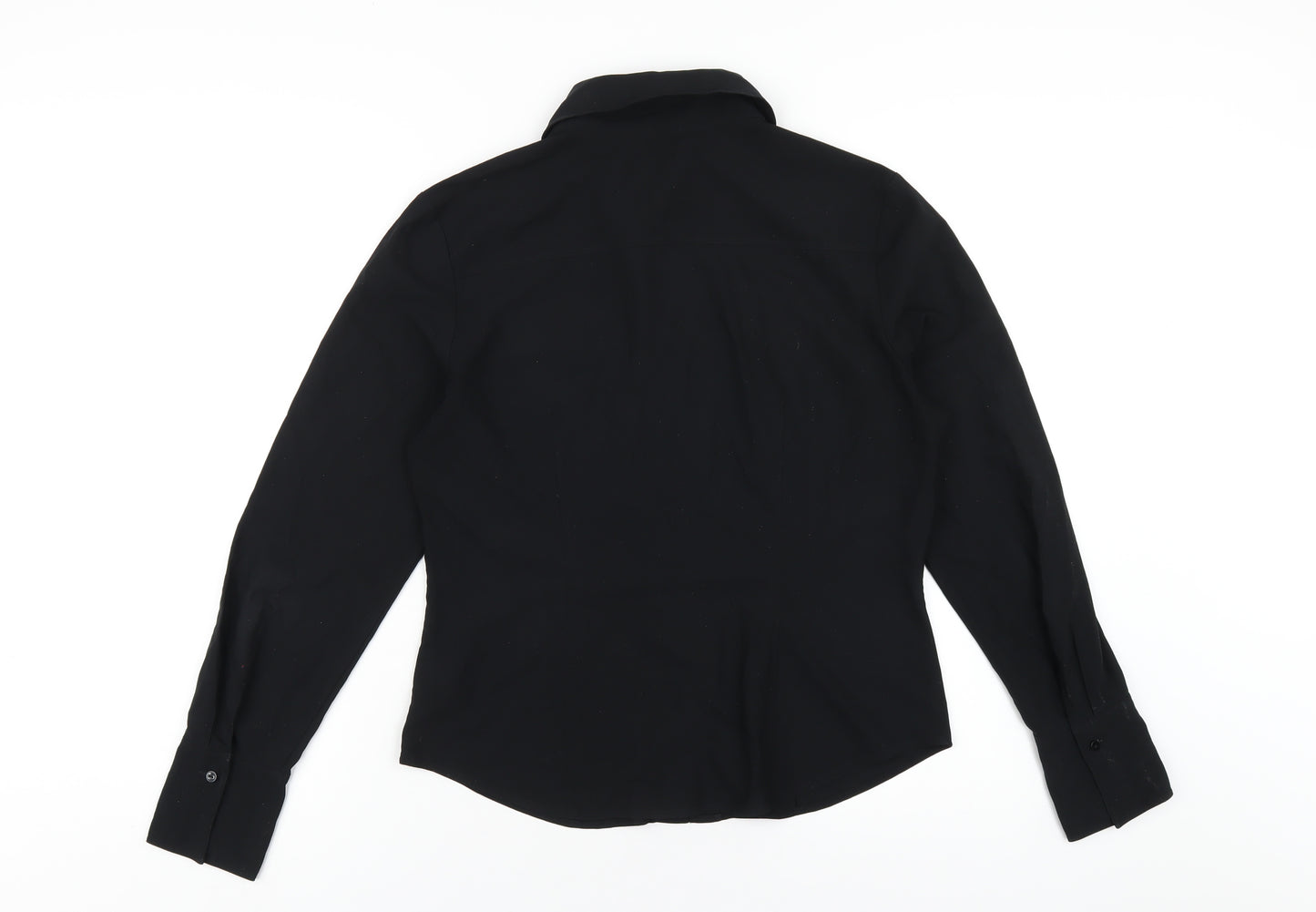 NEXT Womens Black Polyester Basic Button-Up Size 14 Collared