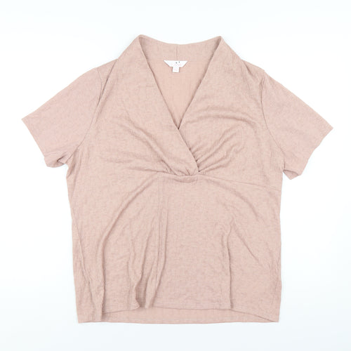 Julipa Womens Pink Polyester Basic T-Shirt Size 16 V-Neck