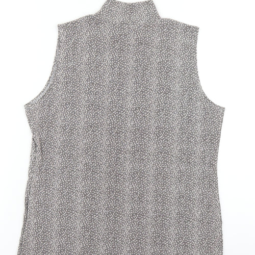 WEEKENDERS Womens Grey Geometric Acetate Basic Tank Size M Mock Neck