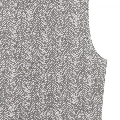 WEEKENDERS Womens Grey Geometric Acetate Basic Tank Size M Mock Neck