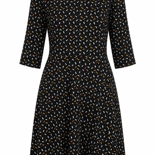 Dorothy Perkins Womens Black Floral Cotton A-Line Size 12 Round Neck Pullover