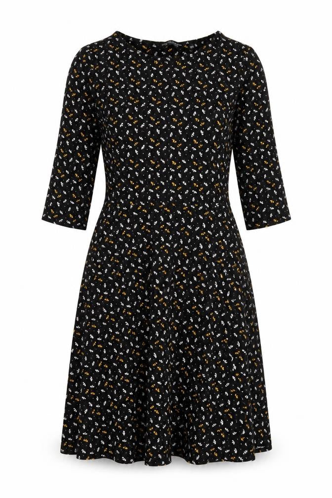 Dorothy Perkins Womens Black Floral Cotton A-Line Size 12 Round Neck Pullover