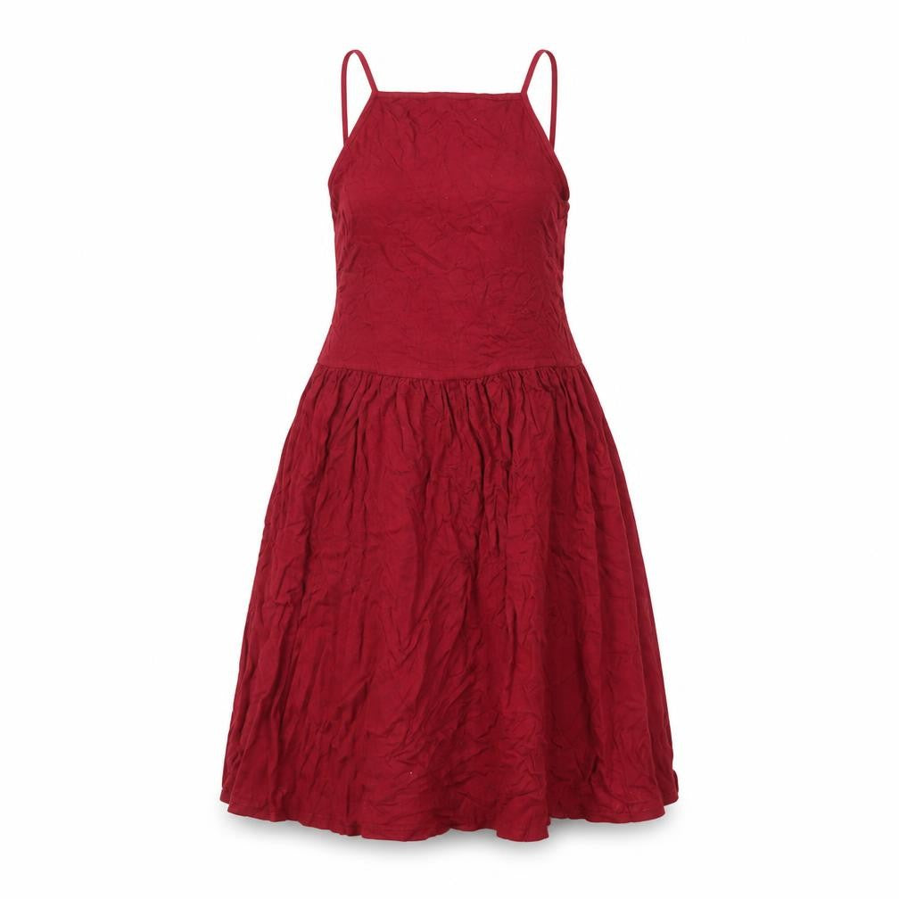 Front view of ASOS women’s red viscose a-line, size UK 8, square neck pullover