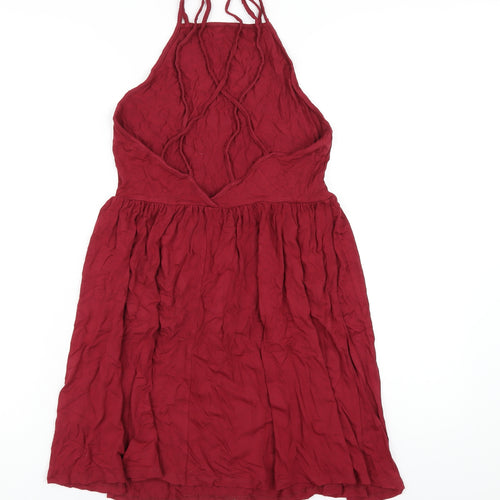 ASOS Womens Red Viscose A-Line Size 8 Square Neck Pullover