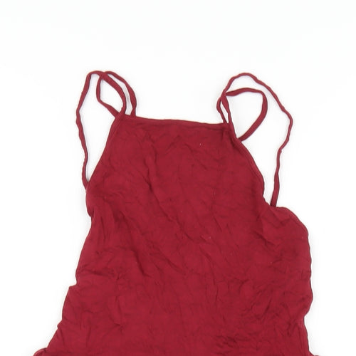 ASOS Womens Red Viscose A-Line Size 8 Square Neck Pullover