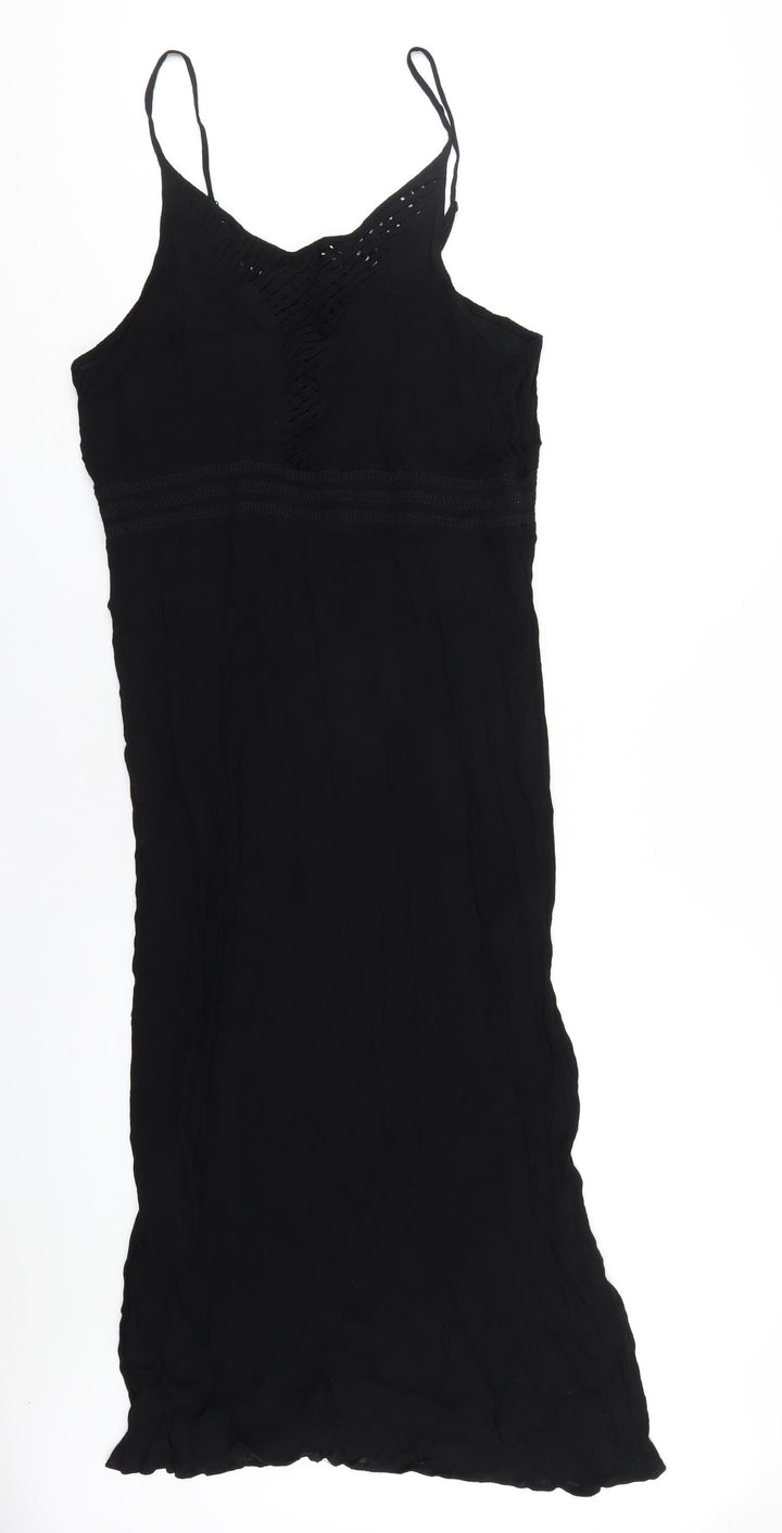 Marks and Spencer Womens Black Viscose A-Line Size 22 V-Neck Pullover