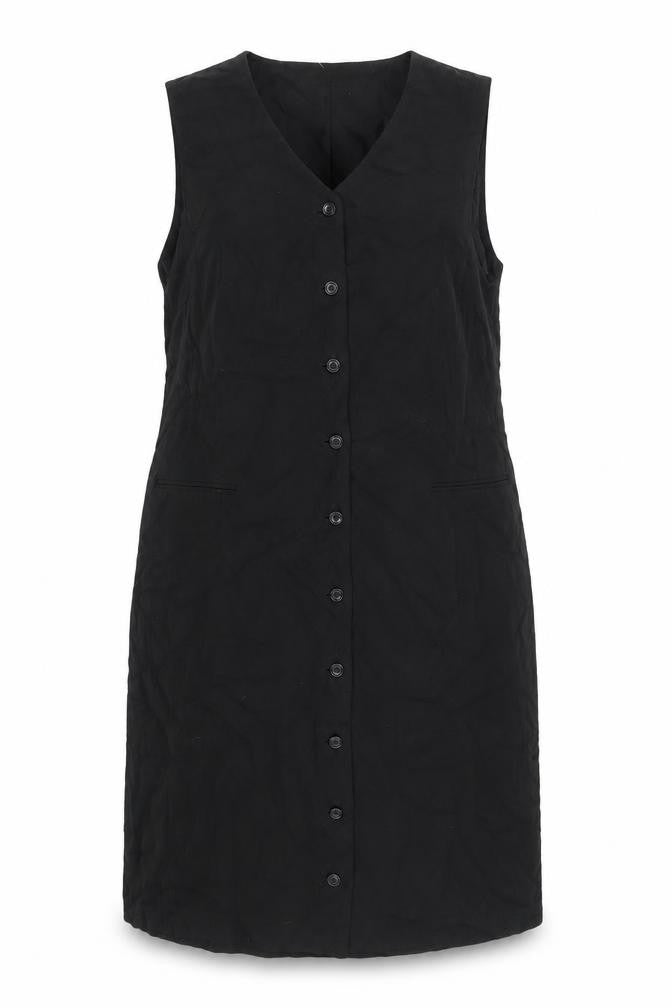 Front view of Talbots women’s black viscose a-line, size UK 16, v-neck button