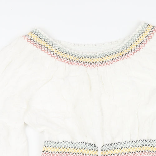 H&M Womens White Viscose A-Line Size 10 Boat Neck Pullover