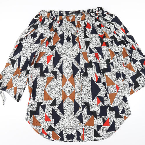 AX Paris Womens Multicoloured Geometric Polyester A-Line Size 22 Off the Shoulder Pullover