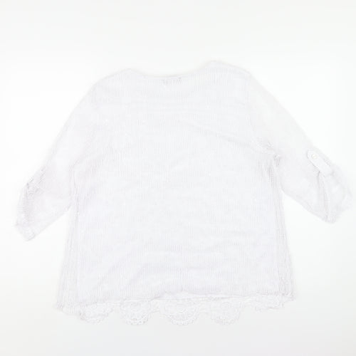 Anna Rose Womens White Polyester Basic T-Shirt Size M Round Neck