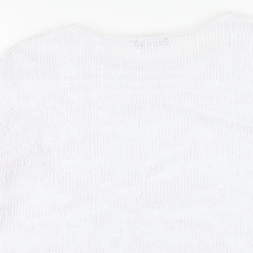 Anna Rose Womens White Polyester Basic T-Shirt Size M Round Neck