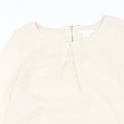 H&M Womens Ivory Polyester A-Line Size 6 Round Neck Zip