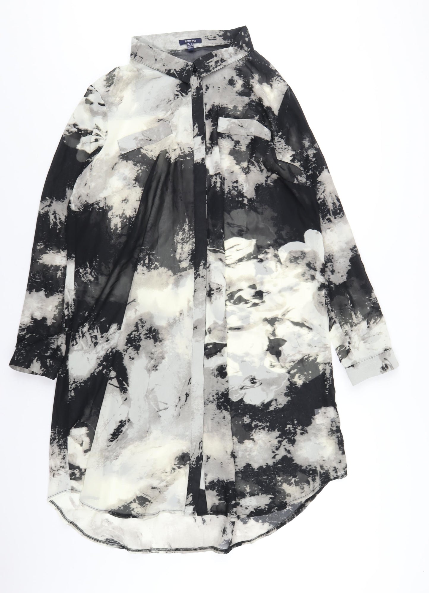 Samya Womens Multicoloured Geometric Polyester Shirt Dress Size 22 Collared Button