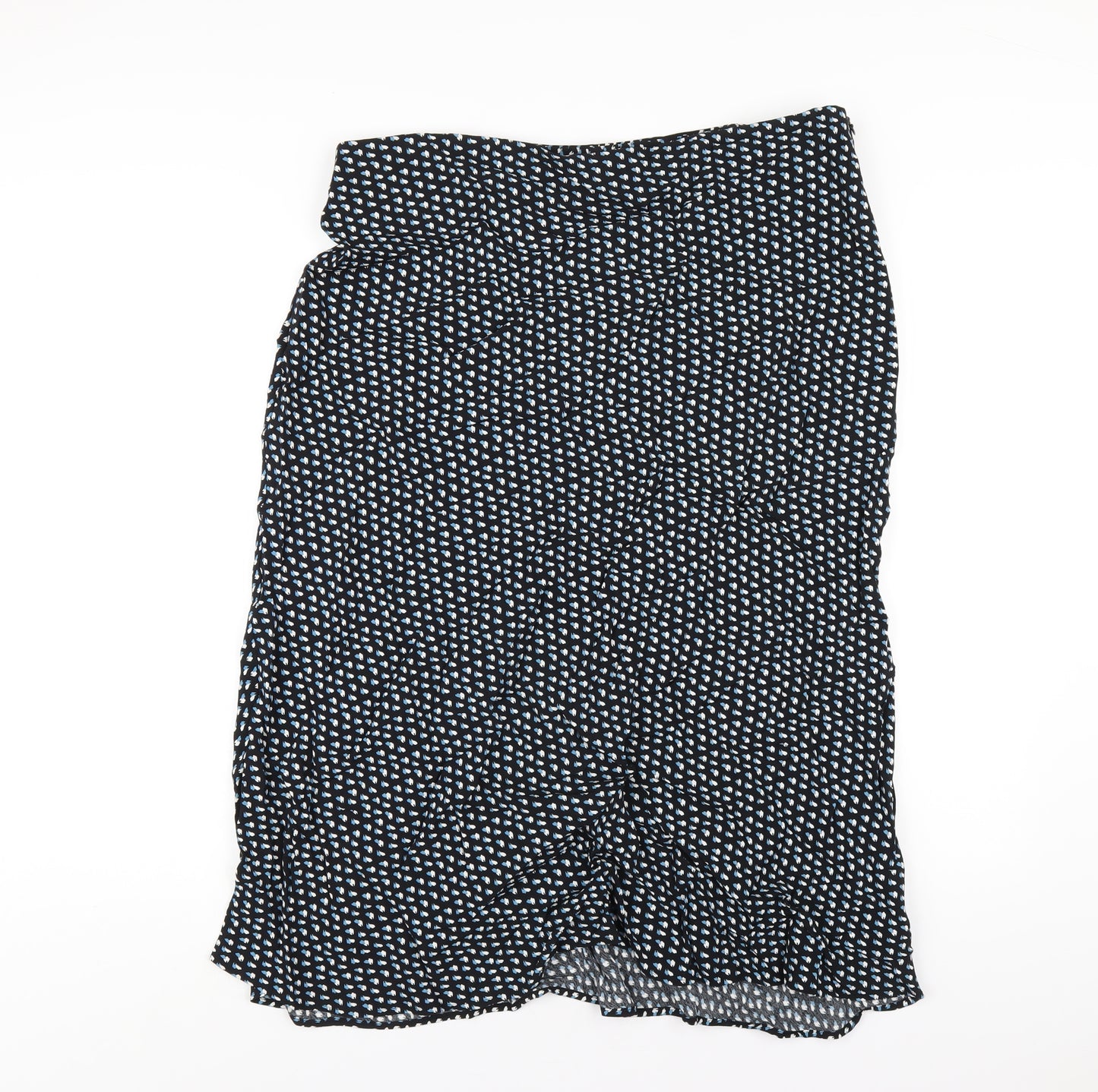 Marks and Spencer Womens Black Geometric Viscose A-Line Skirt Size 18 Zip