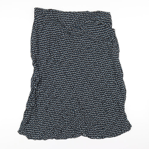 Marks and Spencer Womens Black Geometric Viscose A-Line Skirt Size 18 Zip