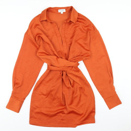 In the Style Womens Orange Polyester Mini Size 10 V-Neck Zip