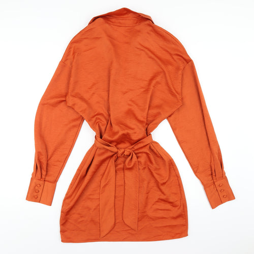 In the Style Womens Orange Polyester Mini Size 10 V-Neck Zip