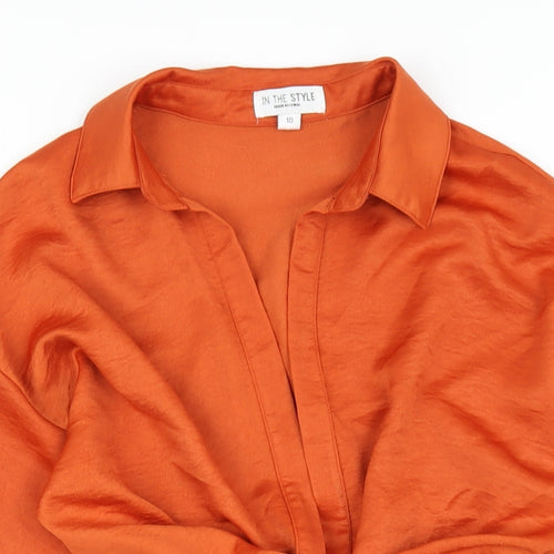 In the Style Womens Orange Polyester Mini Size 10 V-Neck Zip