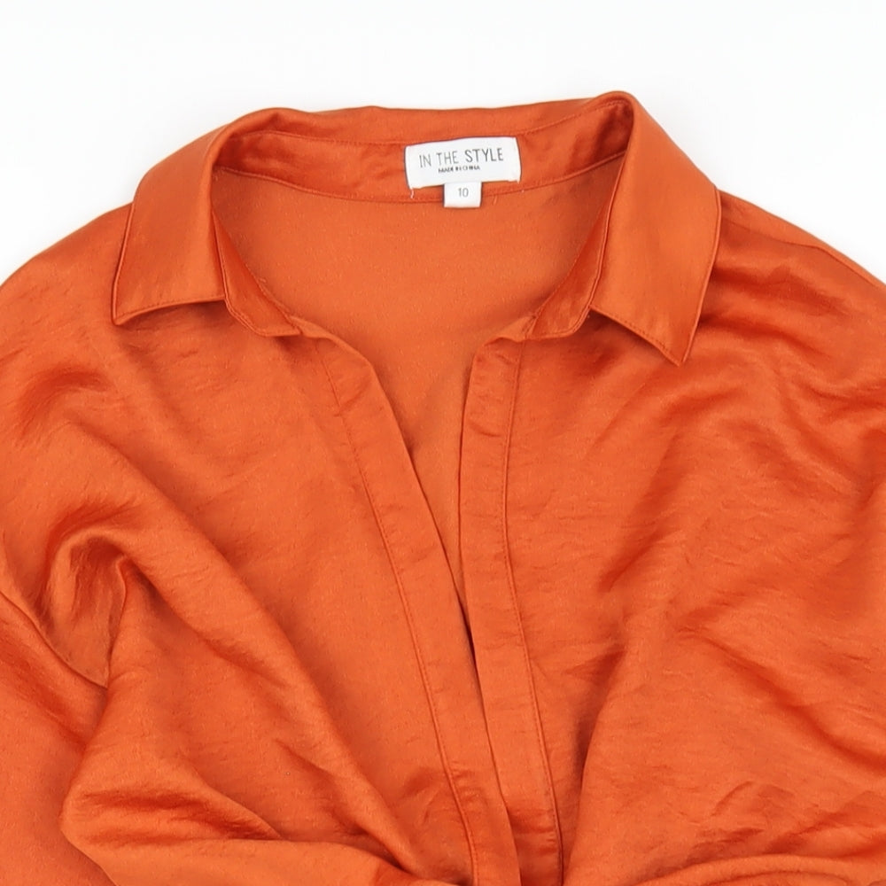 In the Style Womens Orange Polyester Mini Size 10 V-Neck Zip