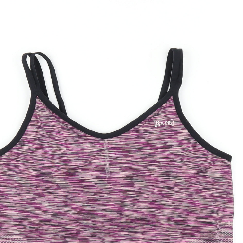 USA Pro Womens Multicoloured Polyester Camisole T-Shirt Size 12 V-Neck Pullover