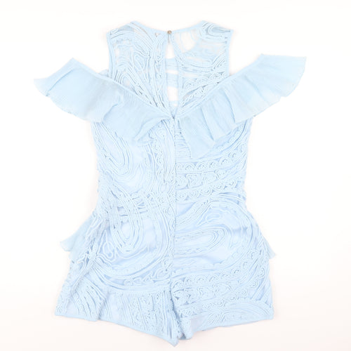 Allyson Womens Blue Polyester Playsuit One-Piece Size L Zip