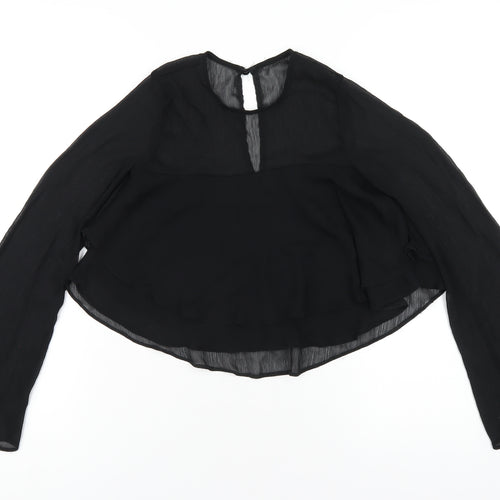 Nobody's Child Womens Black Polyester Basic T-Shirt Size 6 Round Neck