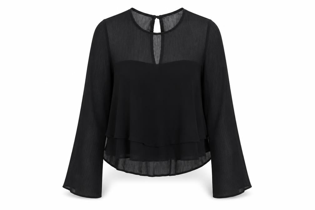 Front view of Nobody's Child women’s black polyester basic t-shirt, size UK 6, round neck