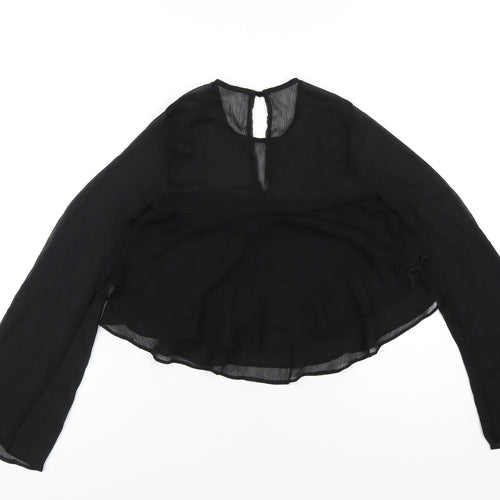 Nobody's Child Womens Black Polyester Basic T-Shirt Size 6 Round Neck