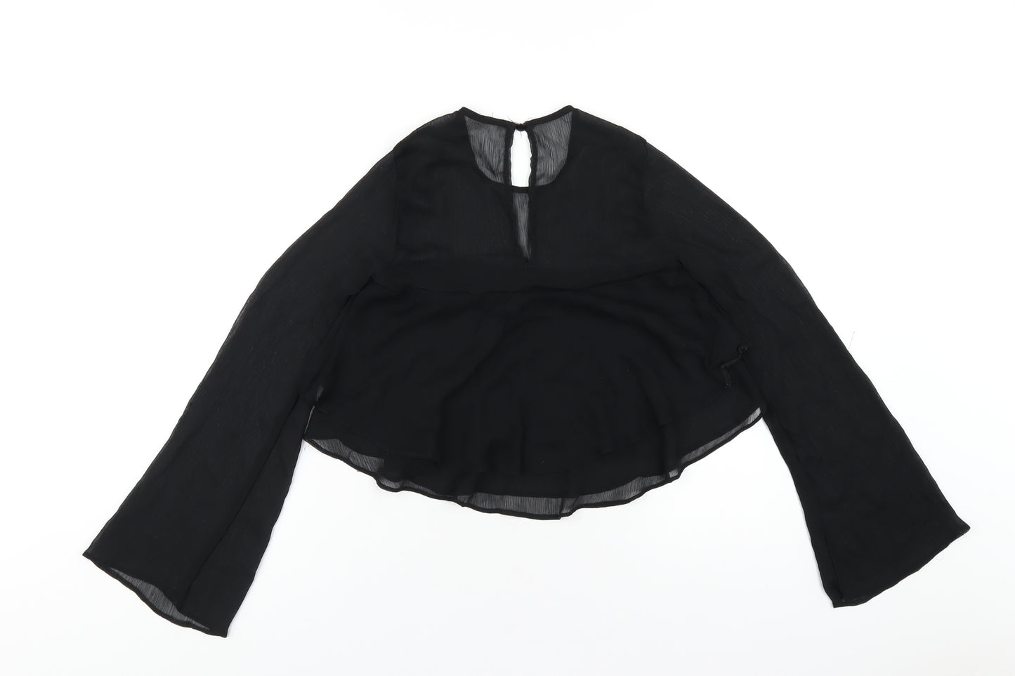 Nobody's Child Womens Black Polyester Basic T-Shirt Size 6 Round Neck