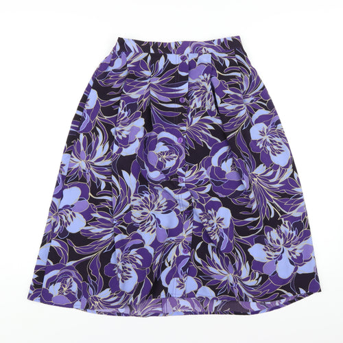 EWM Womens Purple Geometric Polyester A-Line Skirt Size 10
