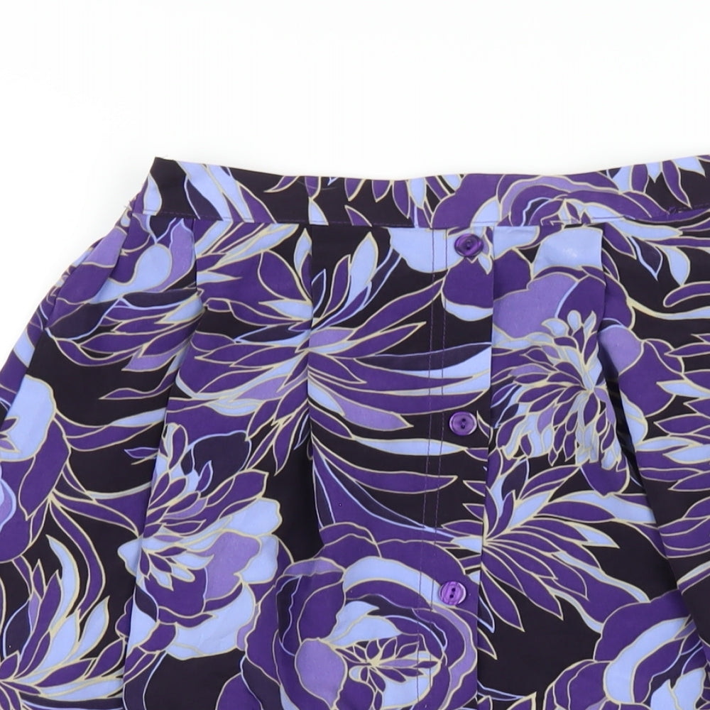 EWM Womens Purple Geometric Polyester A-Line Skirt Size 10