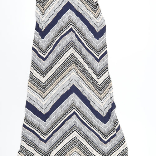 Dorothy Perkins Womens Multicoloured Chevron Viscose A-Line Size 8 Round Neck Button