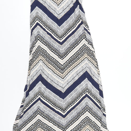 Dorothy Perkins Womens Multicoloured Chevron Viscose A-Line Size 8 Round Neck Button