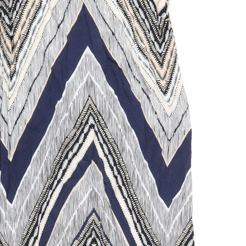 Dorothy Perkins Womens Multicoloured Chevron Viscose A-Line Size 8 Round Neck Button