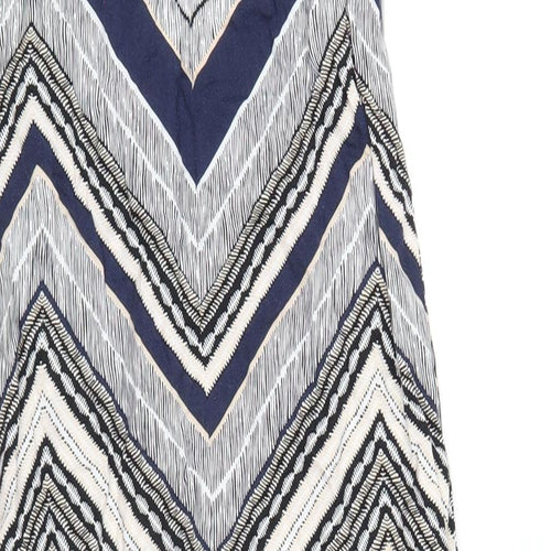 Dorothy Perkins Womens Multicoloured Chevron Viscose A-Line Size 8 Round Neck Button