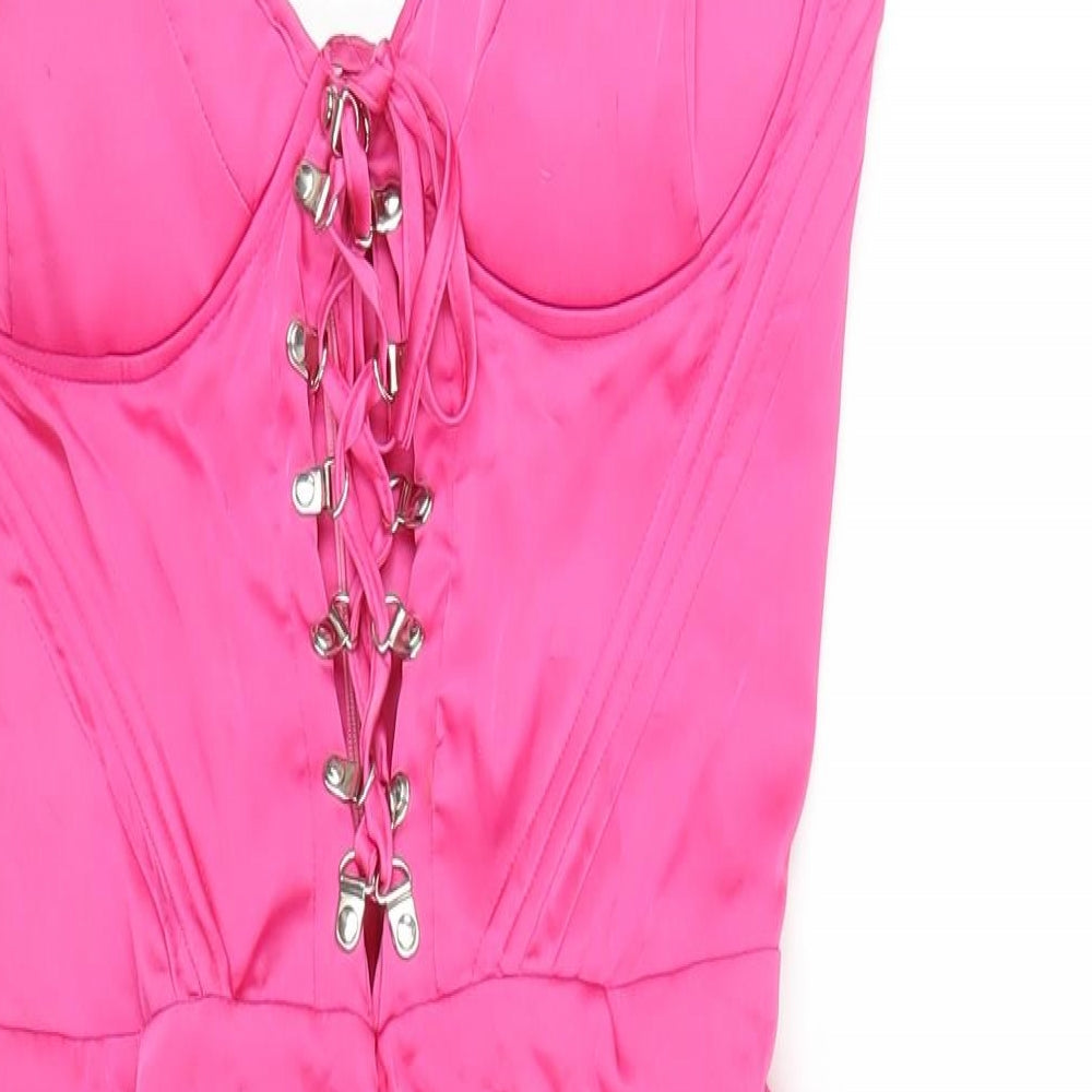 Love & Other Things Womens Pink Polyester Bodycon Size M Sweetheart Zip