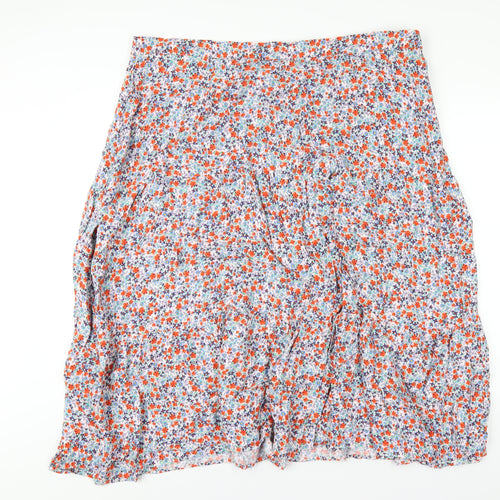 Marks and Spencer Womens Multicoloured Floral Viscose A-Line Skirt Size 24 Zip
