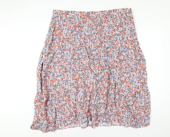 Marks and Spencer Womens Multicoloured Floral Viscose A-Line Skirt Size 24 Zip