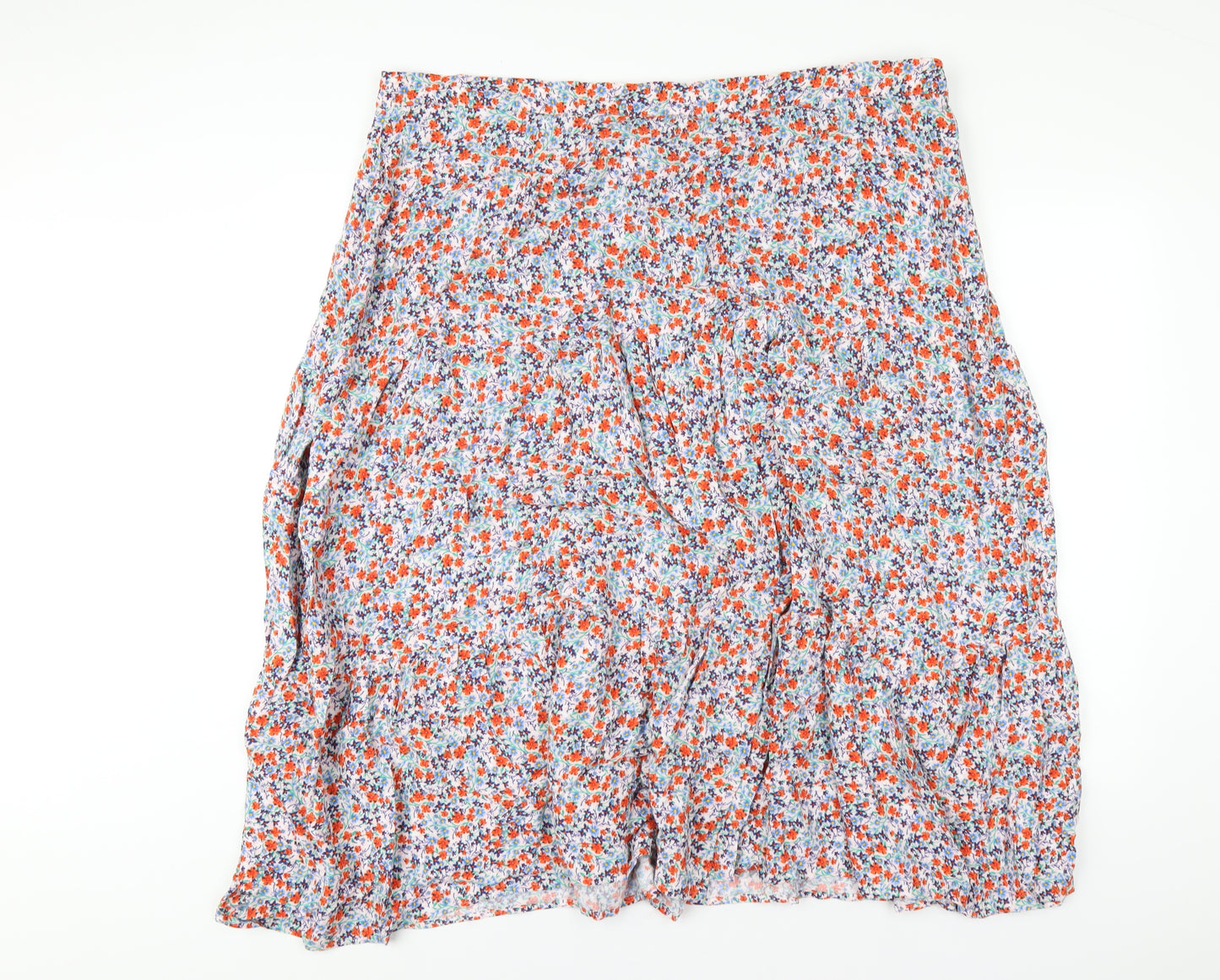 Marks and Spencer Womens Multicoloured Floral Viscose A-Line Skirt Size 24 Zip