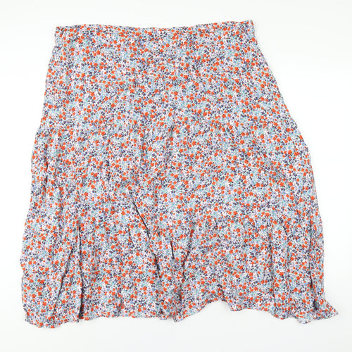 Marks and Spencer Womens Multicoloured Floral Viscose A-Line Skirt Size 24 Zip