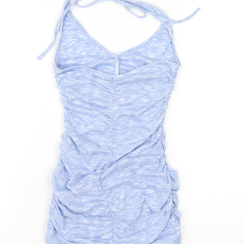 Missy Empire Womens Blue Polyester Bodycon Size 8 Halter Pullover