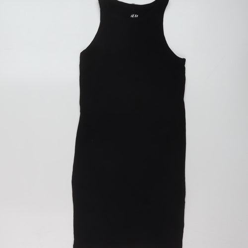 H&M Girls Black Cotton Mini Size 10-11 Years Round Neck Pullover