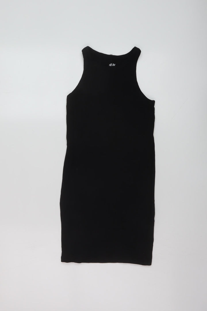 H&M Girls Black Cotton Mini Size 10-11 Years Round Neck Pullover