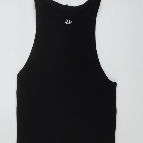 H&M Girls Black Cotton Mini Size 10-11 Years Round Neck Pullover