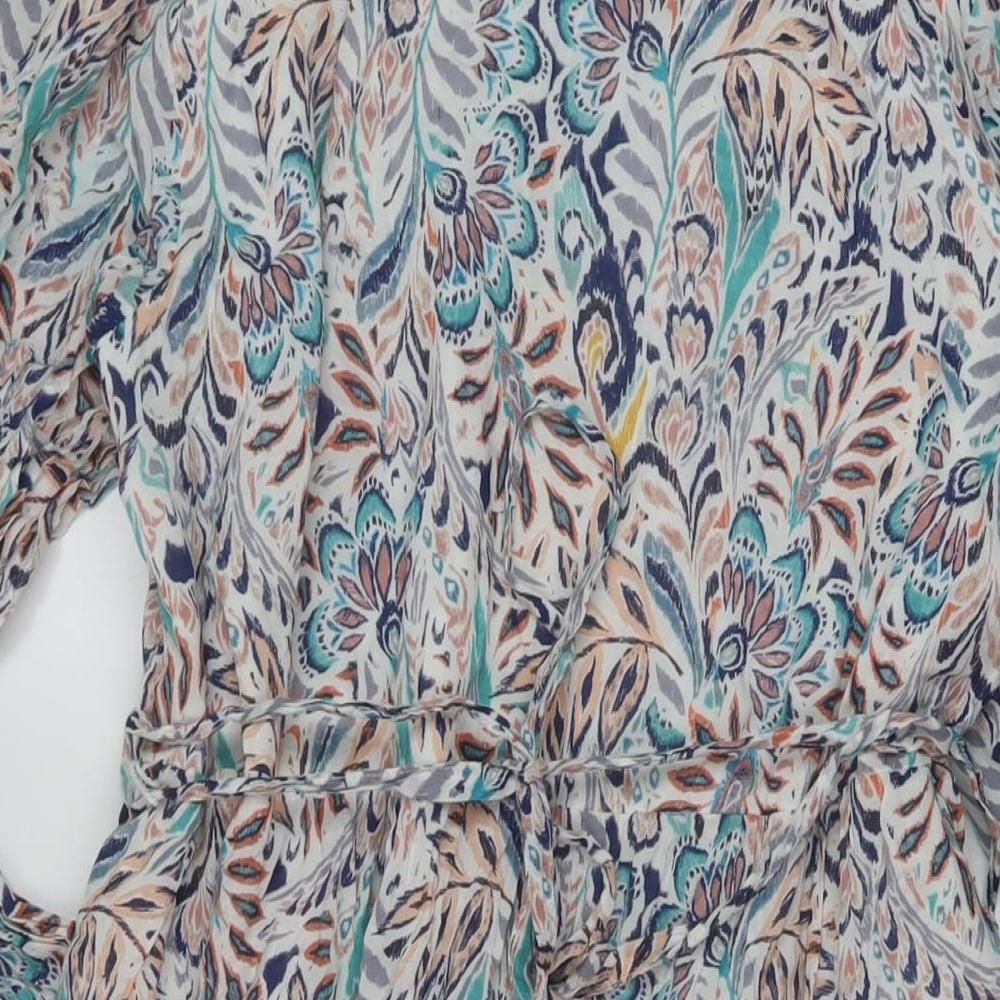 Lucky & Brand Womens Multicoloured Geometric Cotton A-Line Size XL V-Neck Pullover