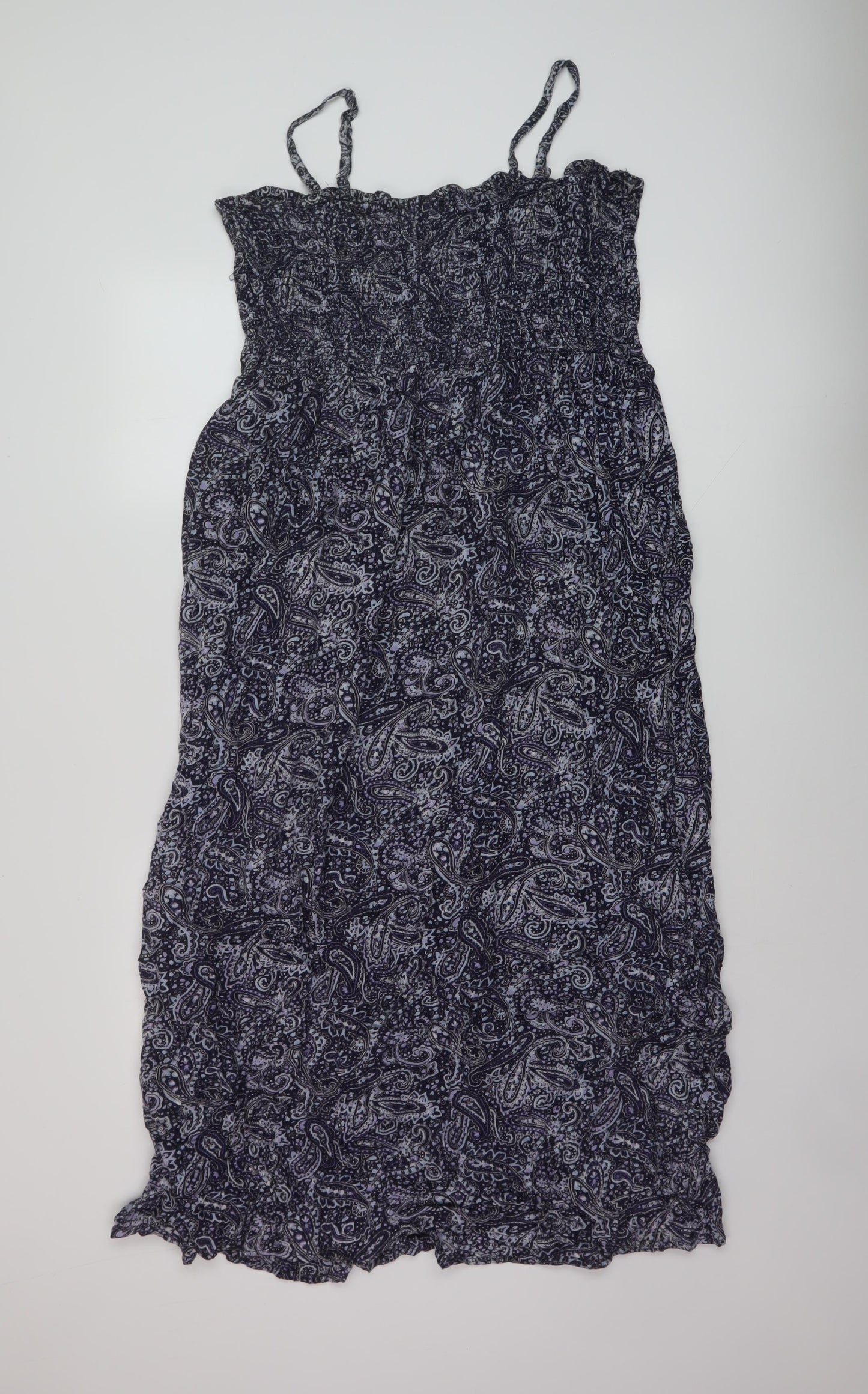 B.You Womens Blue Geometric Viscose A-Line Size 20 Square Neck Pullover