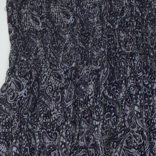 B.You Womens Blue Geometric Viscose A-Line Size 20 Square Neck Pullover