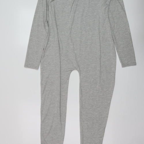 PRETTYLITTLETHING Womens Grey Cotton Jumpsuit One-Piece Size 10 Pullover