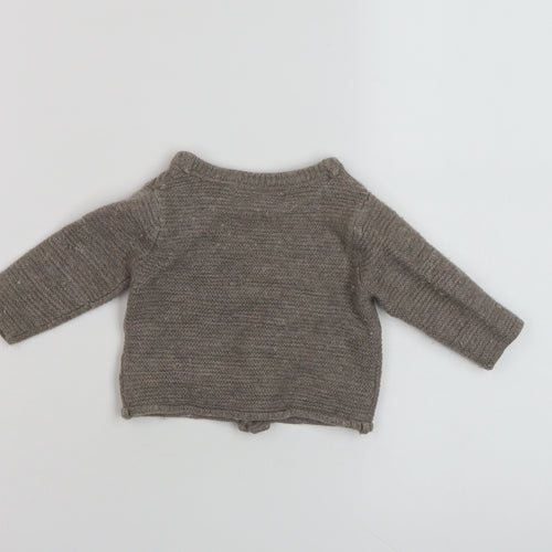 Marks and Spencer Baby Brown Wood Cardigan Jumper Size 3-6 Months Button